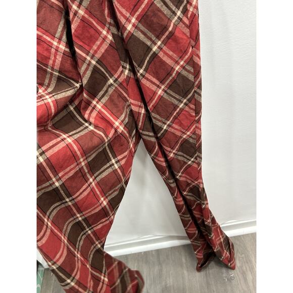 Unique Vintage Womens Suspenders Plaid Pants Red Brown Wide Leg Size 1X/16 NWOT - Picture 10 of 12